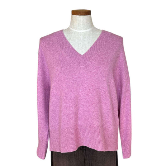 V Neck Pink Sweater Cashmere blend - AQUALTA
