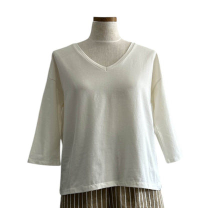 V - Neck Tee 3/4 sleeves White - AQUALTA