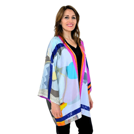 Silk Kimono Vail by Isabelle Gougenheim: Hand-Painted Original Italian Design, One Size Fits All