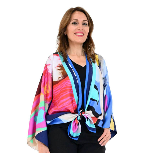 Silk Kimono Venice by Isabelle Gougenheim: Hand-Painted Original Italian Design, One Size Fits All 2