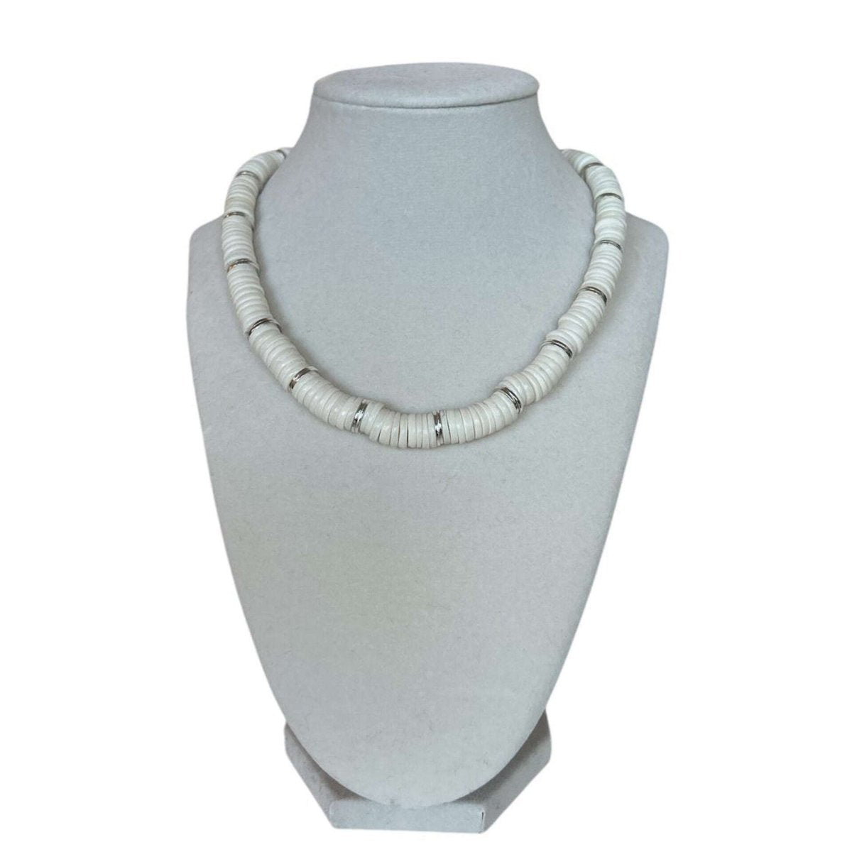 White Bone Beads & Silver Necklace - AQUALTA