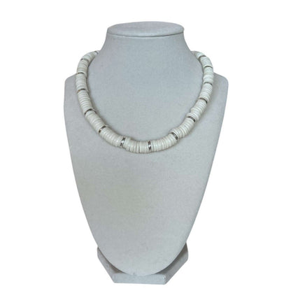 White Bone Beads & Silver Necklace - AQUALTA