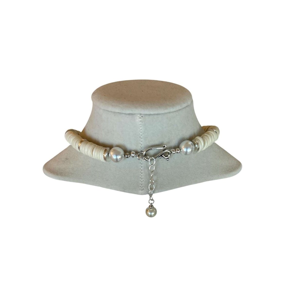 White Bone Beads & Silver Necklace - AQUALTA