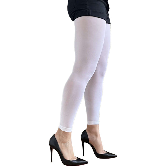 Women wearing white footless tights featuring smooth opaque finish and comfortable everyday fit Aqualta