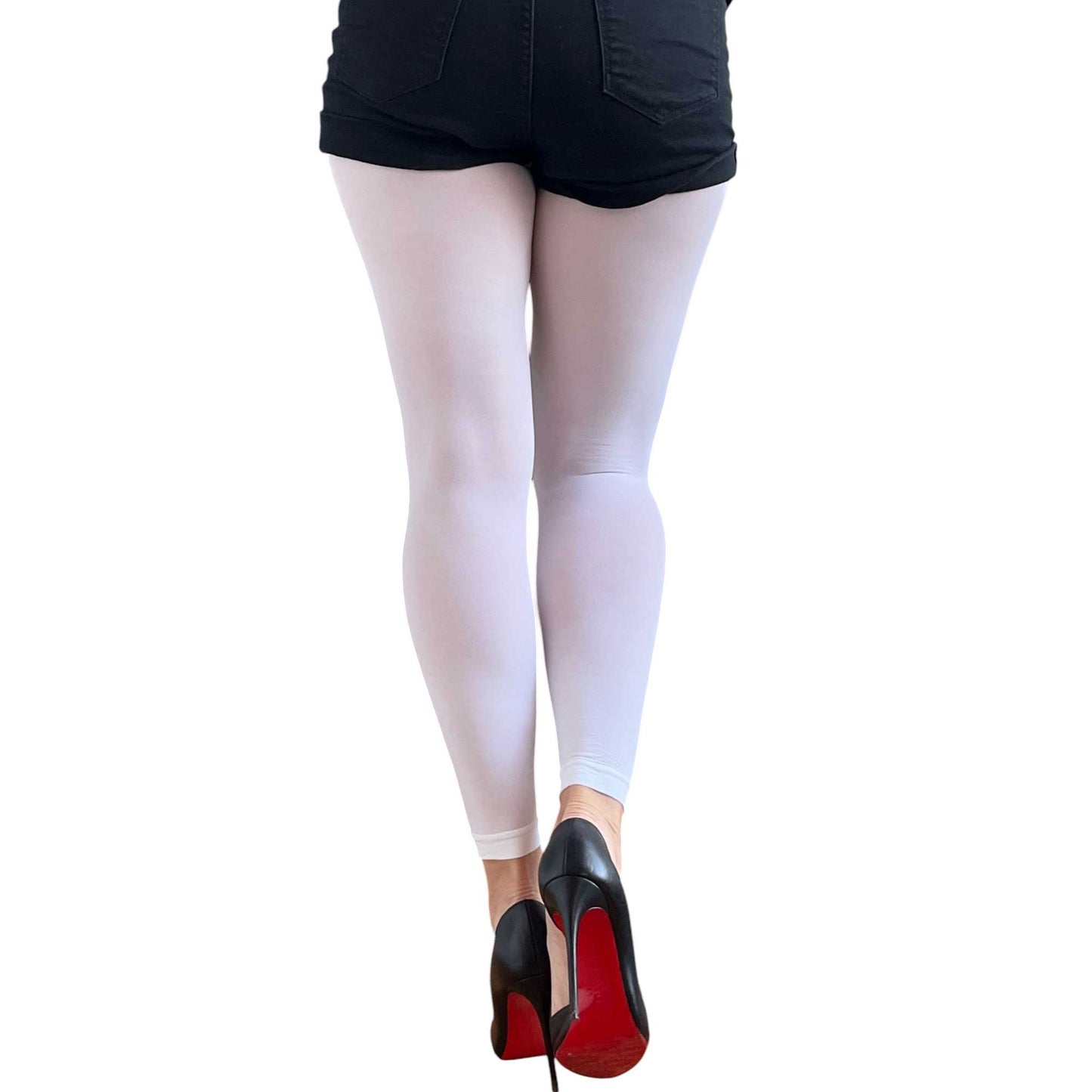 White footless opaque tights with comfortable stretch fabric and elegant modern style by Malka Chic