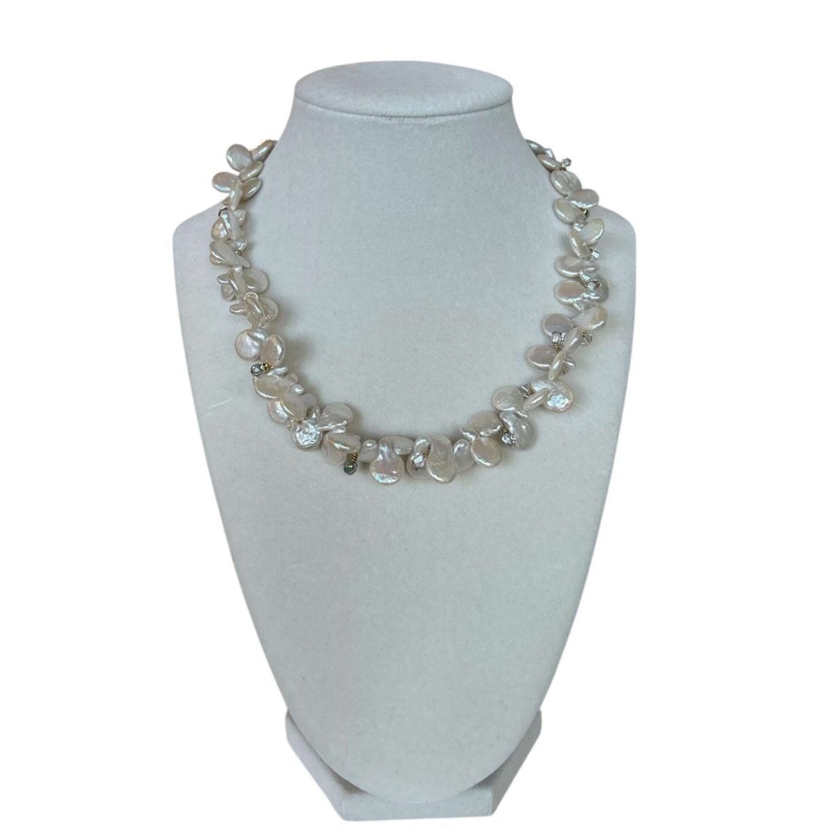 White Freshwater Coin Pearls Necklace - AQUALTA