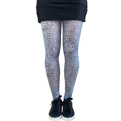 White Leopard Patterned Tights - AQUALTA