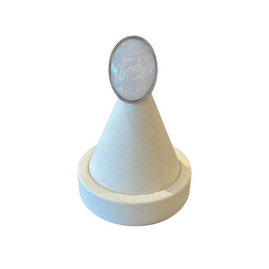 White Opal Resin & Silver Ring - AQUALTA