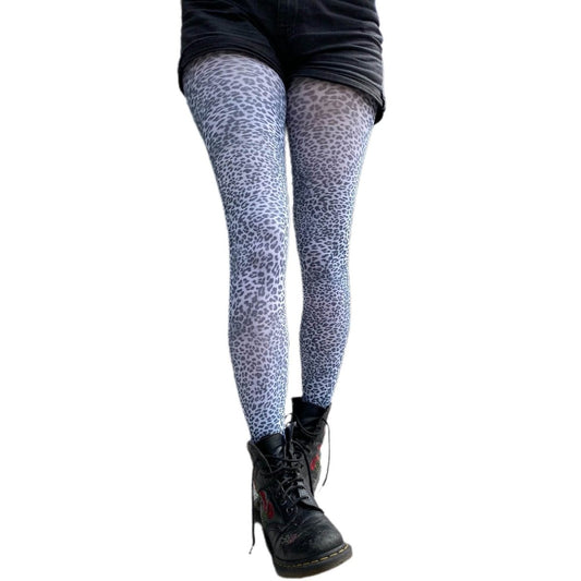 White Petite Leopard Tights - AQUALTA